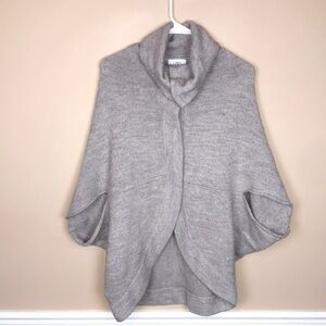 LOFT Women’s Wool Blend Gray Button-Up Versatile Cape Poncho Sweater